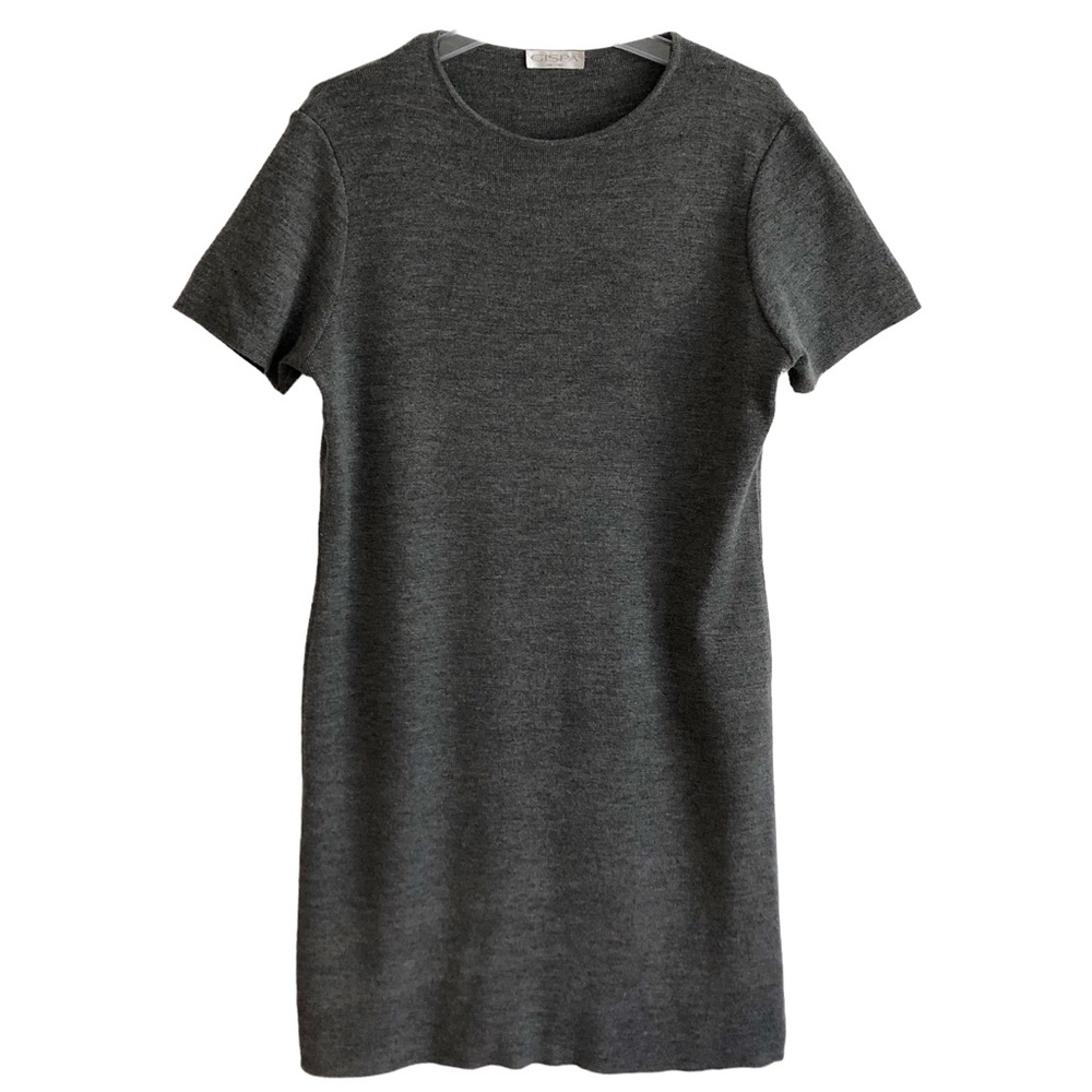 Gispa Italian Charcoal Gray Short Sleeve Sweater Dress L EPC